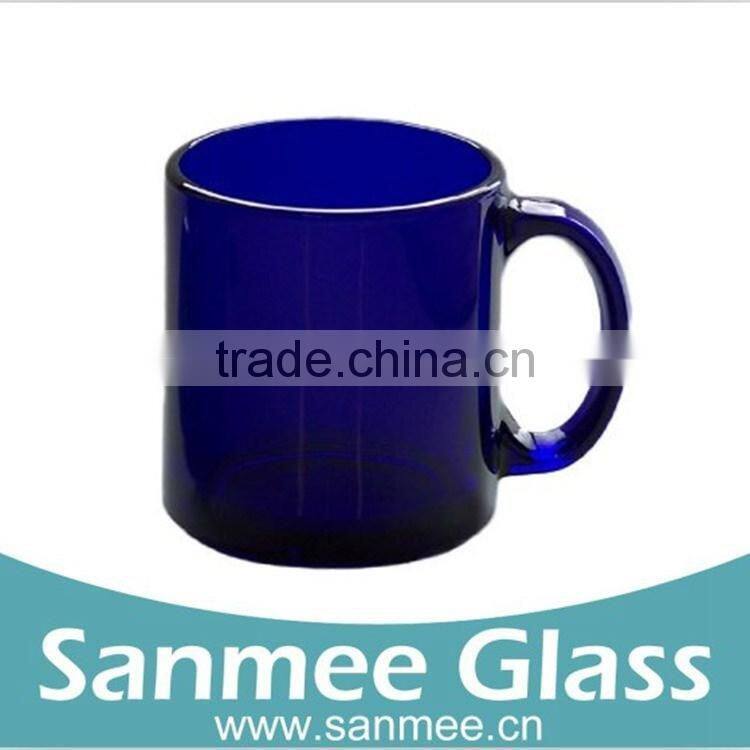 Machine Pressed ZB29 305ML Blue Colored Glass Mug