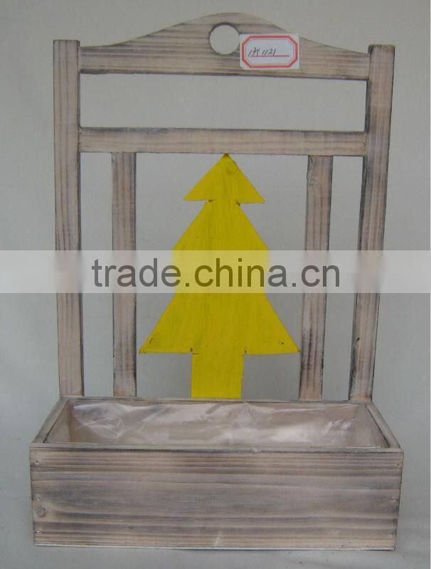 antique finishing rectangular wooden box for flowers