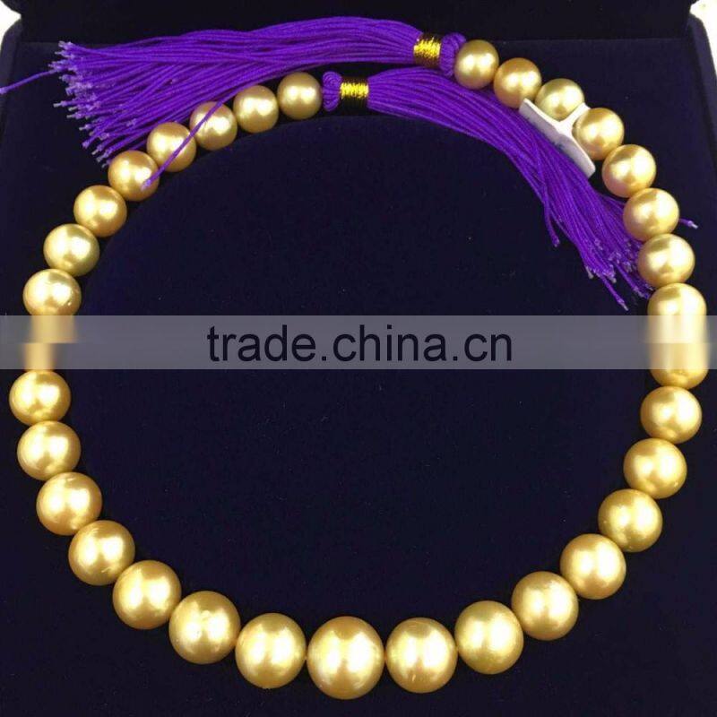 12-14mm AAA loose golden south sea pearl strand