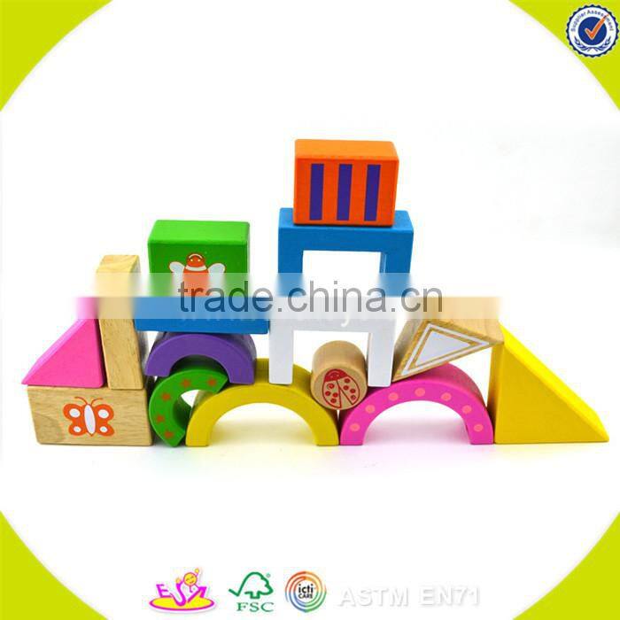 Wholesale hottest wooden baby building blocks toy colorful wooden building blocks toy for practical ability W13A055