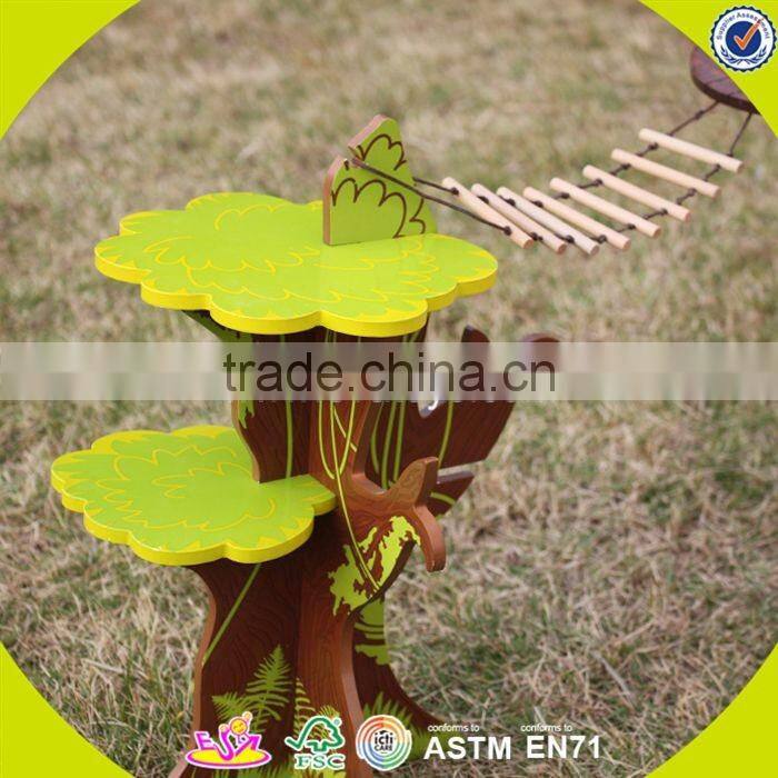 2017 New products indoor children toys wooden treehouse dollhouse W03B059