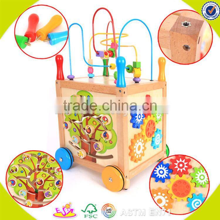 Wholesale multifunctional wooden kids trailer best gift for kids wooden kids trailer top sale wooden push walker W16E041