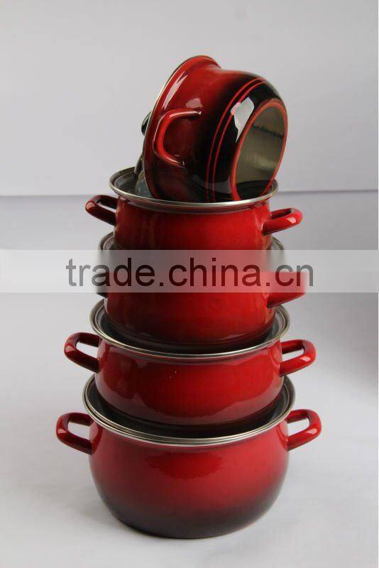 Nice enamel casserole with normal and hollow handle