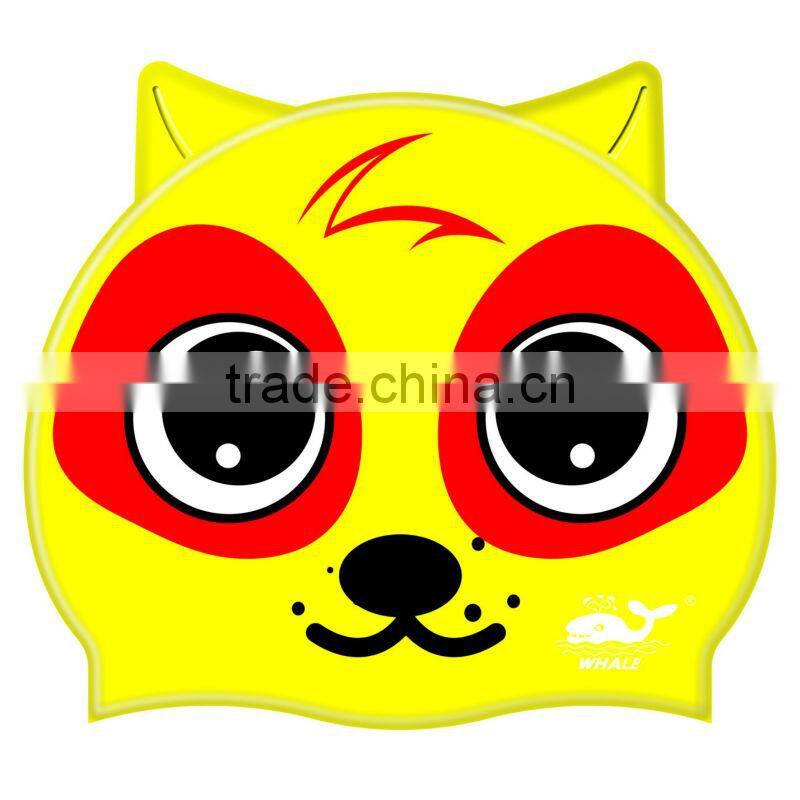 Kids Catoon swim cap with 100%silicone, Animal swim cap