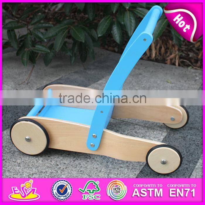 Unique baby walker wooden push toys for toddlers,Hot sell Wooden Baby Walker Trolley Toy W13C012