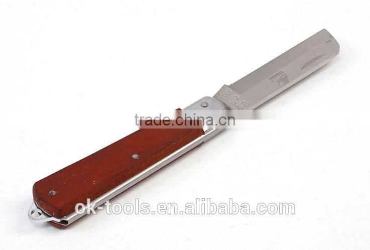 OK-Tools Straight Electrician knife with wood handle(3Cr13)