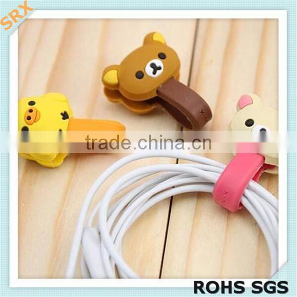 Fashion diy bear earphone winder/earphone cable winder holder/earphone cord winder clip