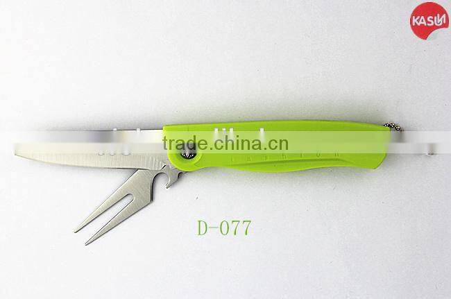 D-077 folding blade pocket knofe with fork multi function kitchen knife set