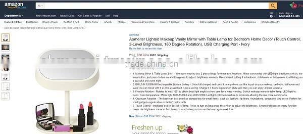 Lighted Makeup Vanity Mirror with Table Lamp for Bedroom Home Decor