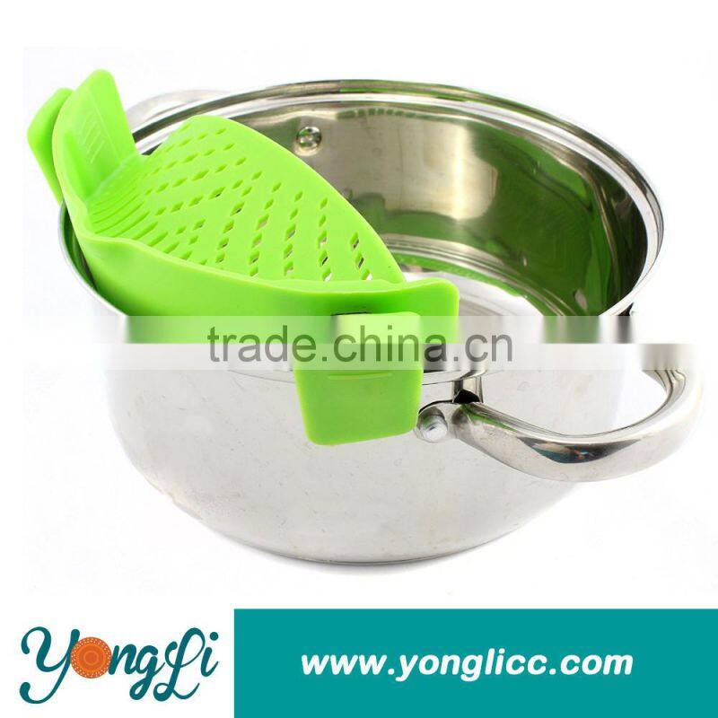 Kitchen Pan Strainer Snap'n Strain Clip-on Silicone Pasta for Draining Liquid