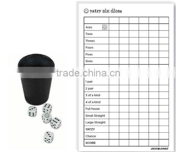 Yatzy Dice Cup with Dices and pencil