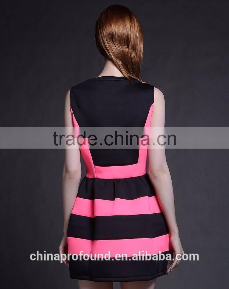 New Design Lady Women's Dresses Latest Fashion Dresses For Ladies Contrast Color Style