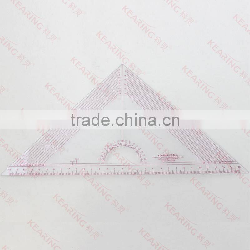 Kearing Grading Triangle Rulers Transparent Acrylic Scale Triangular Rulers with Protractor # T045