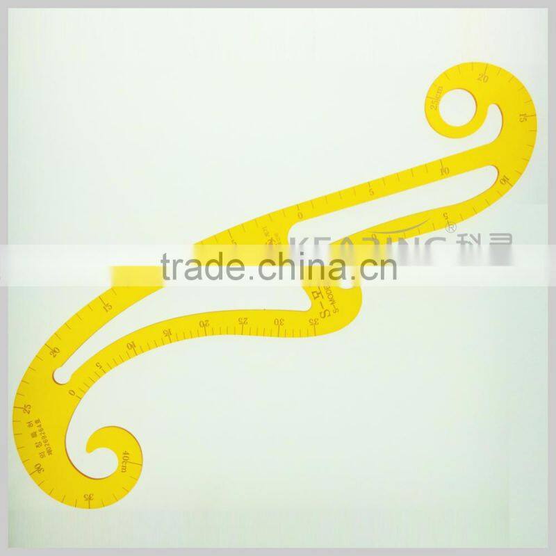 Factory OEM making durable yellow plastic tailor curve ruler for sewing design