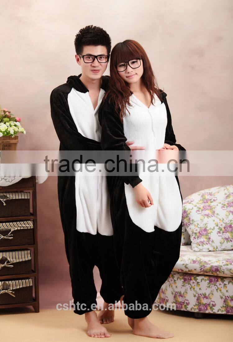 flannel cartoon adult animal jumpsuit animal pajamas jumpsuit penguin design