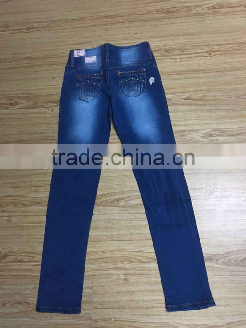 GZY ripped shinny model slim and high-end level women long jeans fabric manufacturers in india stock 2017