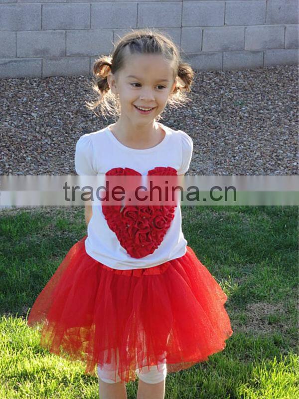 Ruffle Heart Shirt and skirt mini TuTu dresses clothing sets