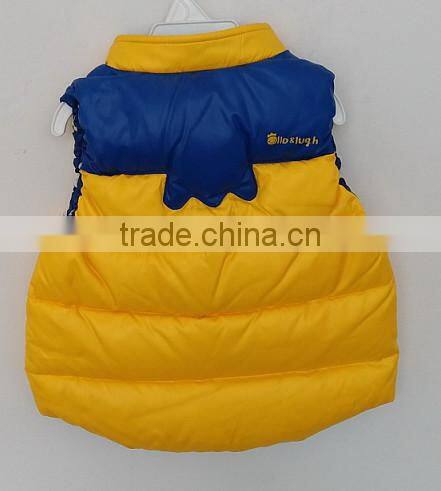 kids red and yellow down ski waistcoat for winter