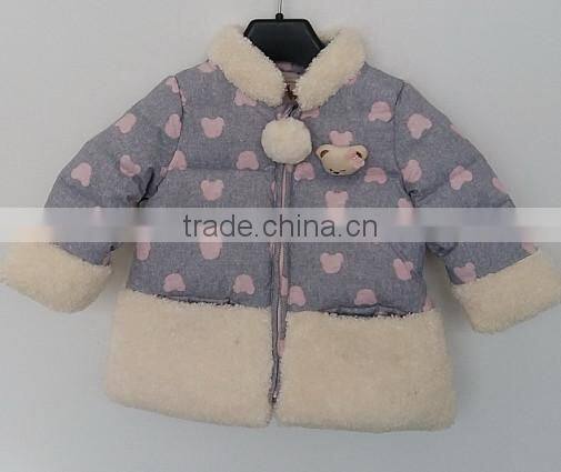 2016 winter little girl printed cute faux fur coat