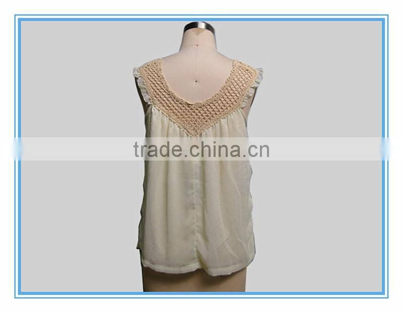 2016 Fashion Lace Sexy Women Chiffon Vest Top
