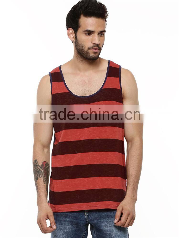 Mens summer over dyed striped custom rash vest