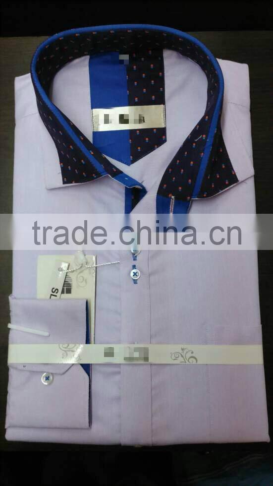 2014 hot design fahsion men cotton shirt piping collar shirt