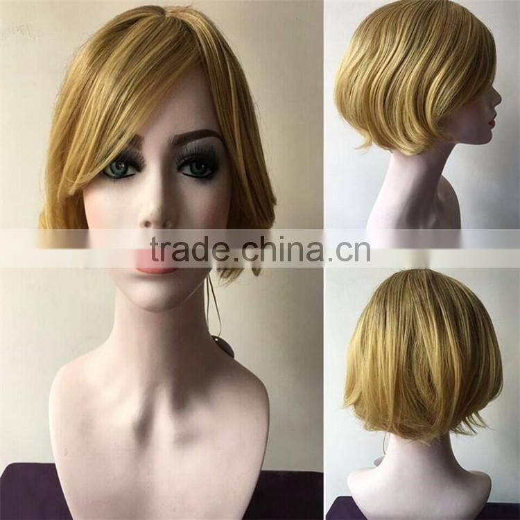 New Fashion Blonde Synthetic Hair Wig For Christmas Party Or Halloween Short Bob Wig For Woman