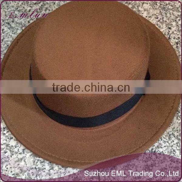 Winter Women Flat Top Woolen Fedora Hat