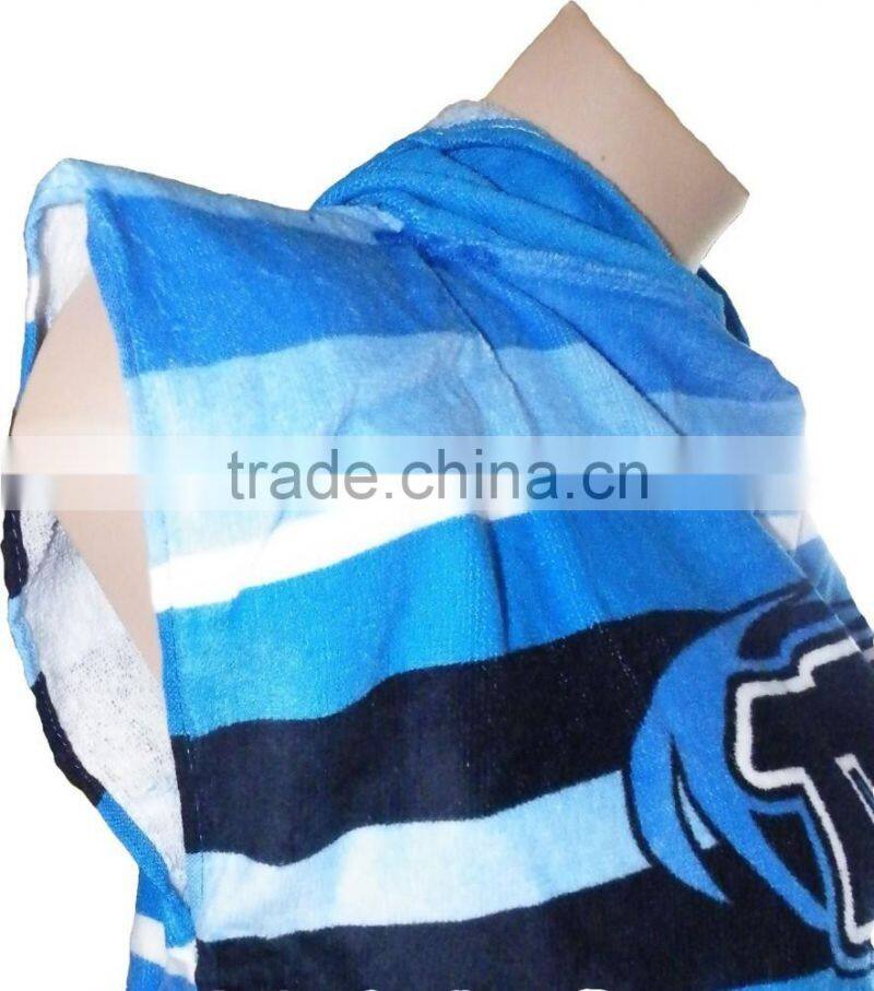 Adults and Childrens Hooded Poncho beach Robe Towelling Velour Printing