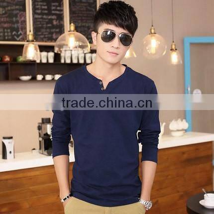 customized men long sleeve v-neck t-shirt for wholesale
