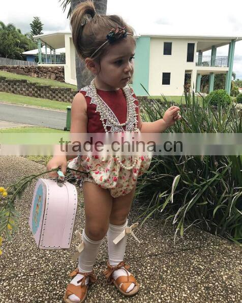 vintage romper floral bottom baby romper clothes boutique girl clothing