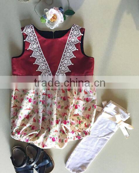 vintage romper floral bottom baby romper clothes boutique girl clothing