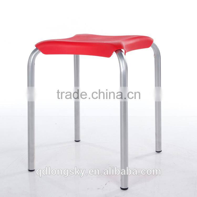 LS-4010 Cheap colorful small plastic square stacking stools with metal legs portable wholesale