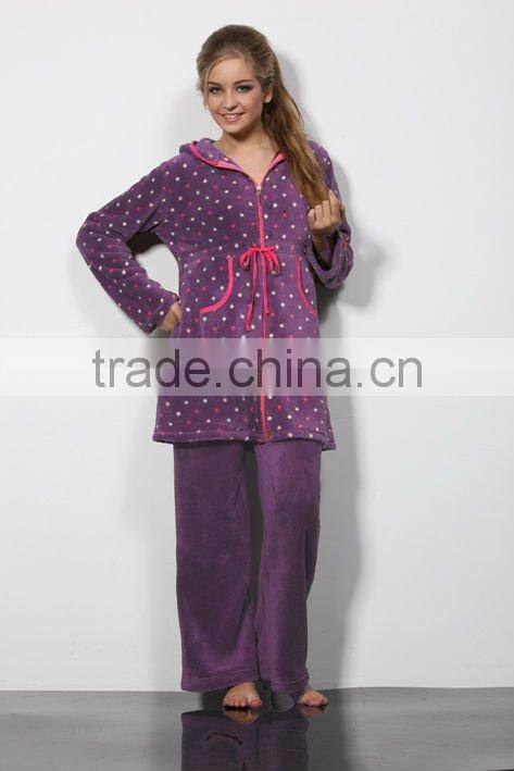 Ladies' polyester bath robe set