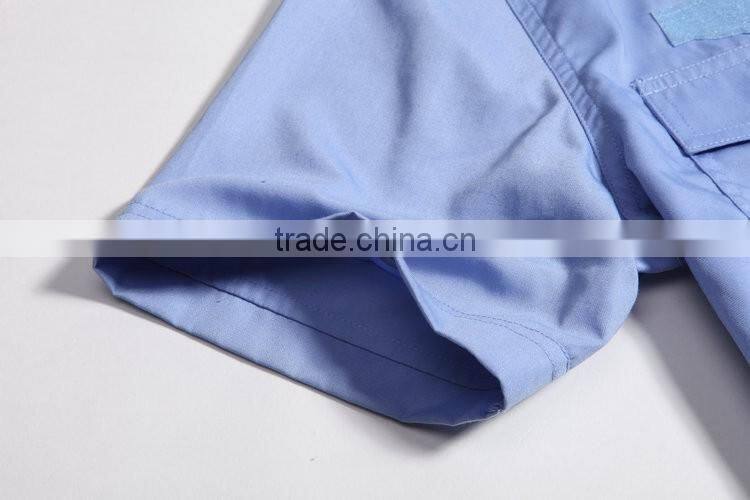 Juqian 2016 Cheap Short Sleeve blue cotton/polyester Security Shirt Uniform,Customize Security Guard Uniform Shirts