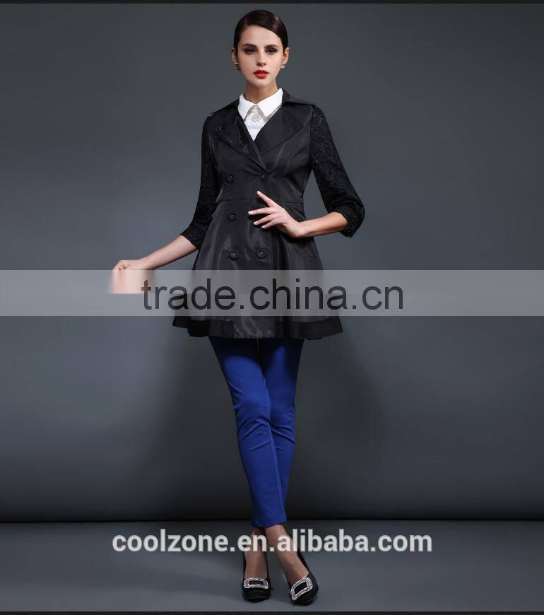 Fashion Style 2016 New Long Sleeve Autumn Lace Outwear Coat For Women
