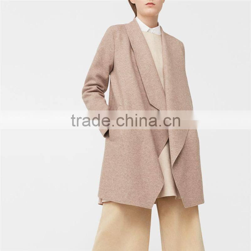 grey and medium brown Unstructured design Welt pockets Wide lapels wool coat