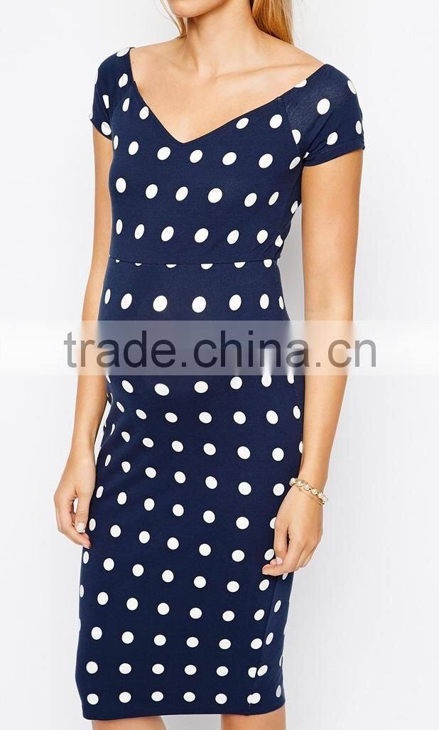Hot Sale Office wear Sexy Maternity Spot Bodycon Dress with Cross Back for pregnant women