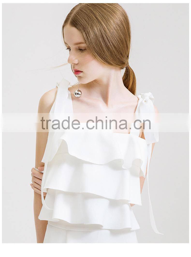 2017 summer new top Couture white strapless strap all-match thin coat fashion Blouse