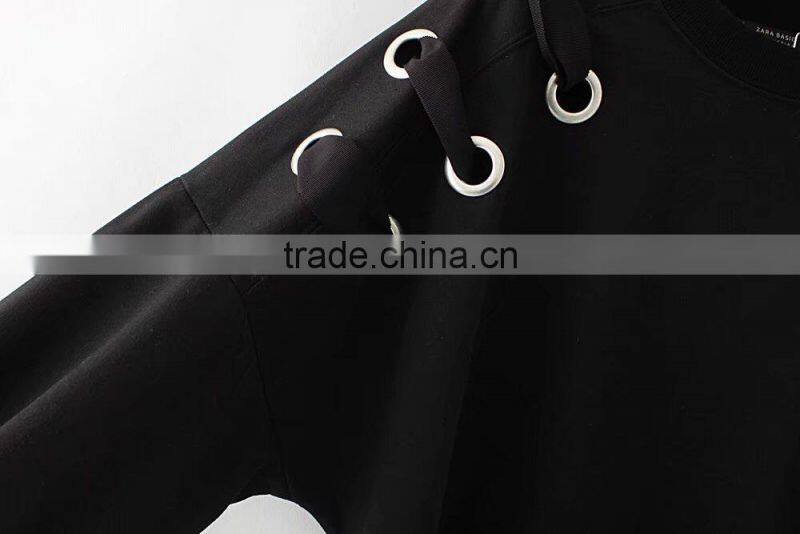 Womens pullover black Buckle cool hoodies Oversized sweatshirts