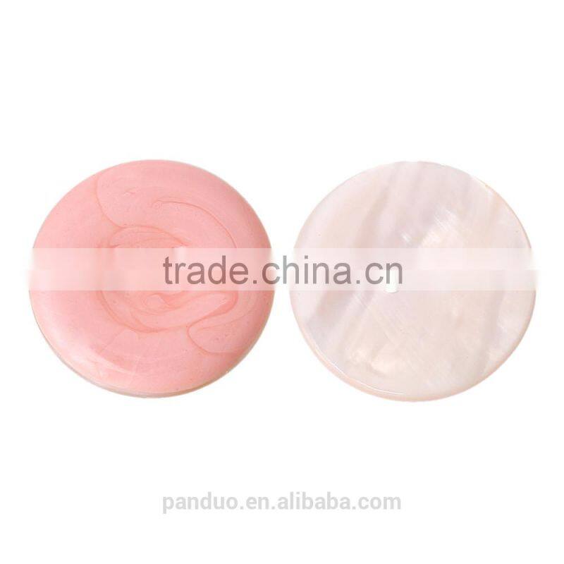 Round Handmade Enamel Pink Two Holes Shell Sewing Button