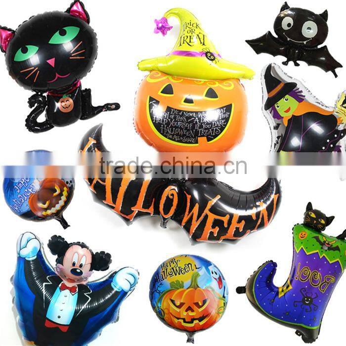 Aluminium Foil Balloon Halloween Bat Animal Black Orange Message " Halloween " Foil Balloons Wholesale