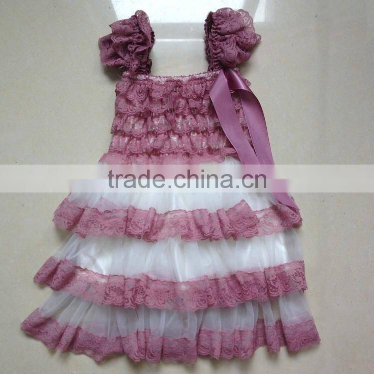 Wholesale high quality summer christening rustic grey lace dress girls M5061812