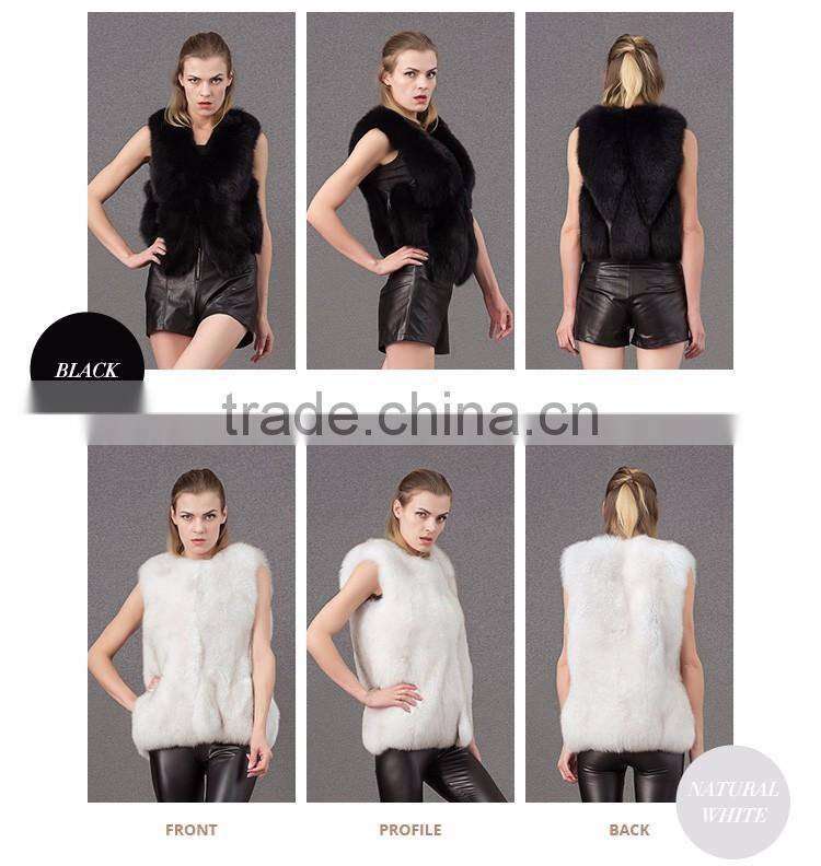 European style orange fox fur jacket for women