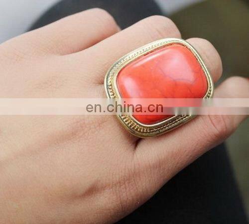 Fashion New Street Style Geometric Gem Women's Major Suit Alloy Finger Ring