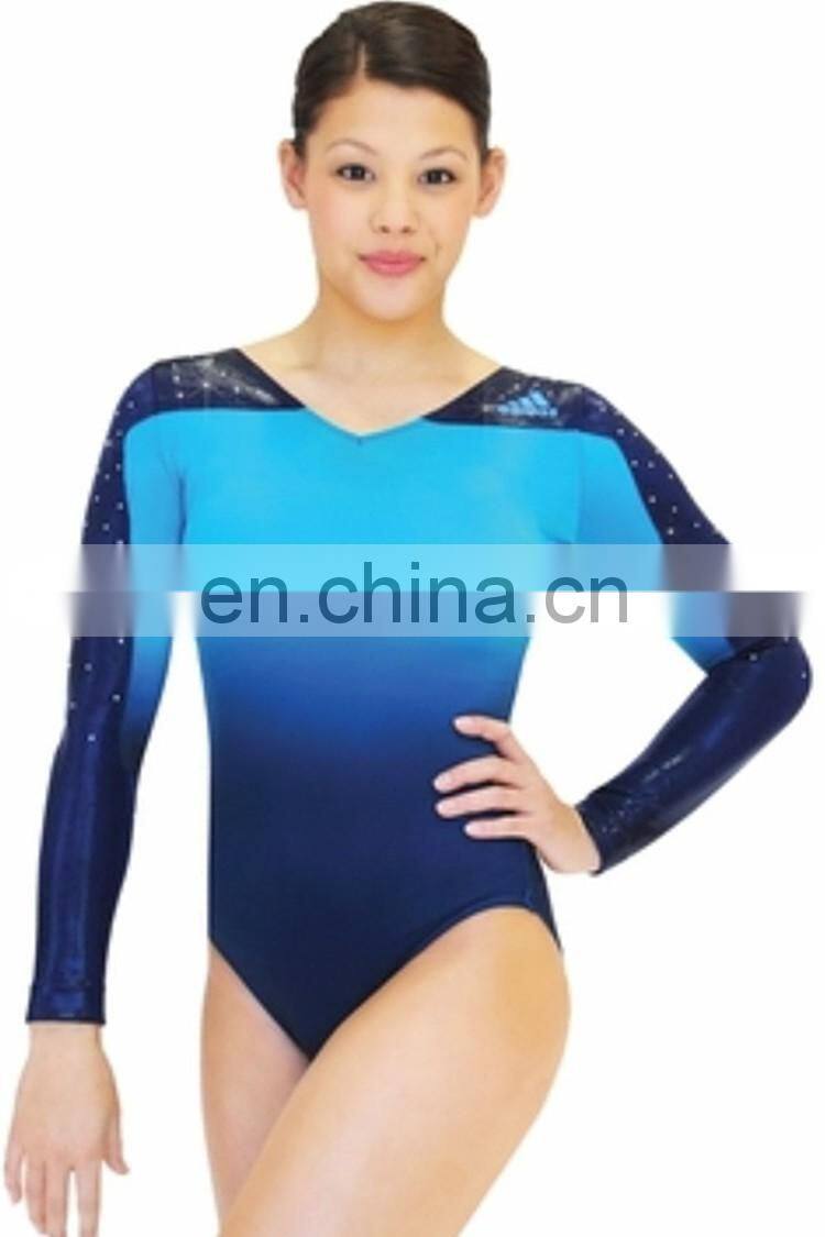 new fashion girl's sublimation gymnastics leotards long sleeves custom design manufacturer