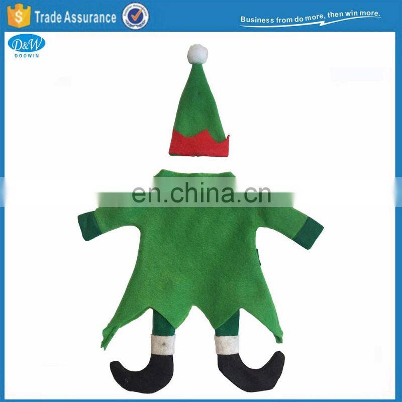 Non woven Green color cheap christmas wine bottle cover wine bottle bag