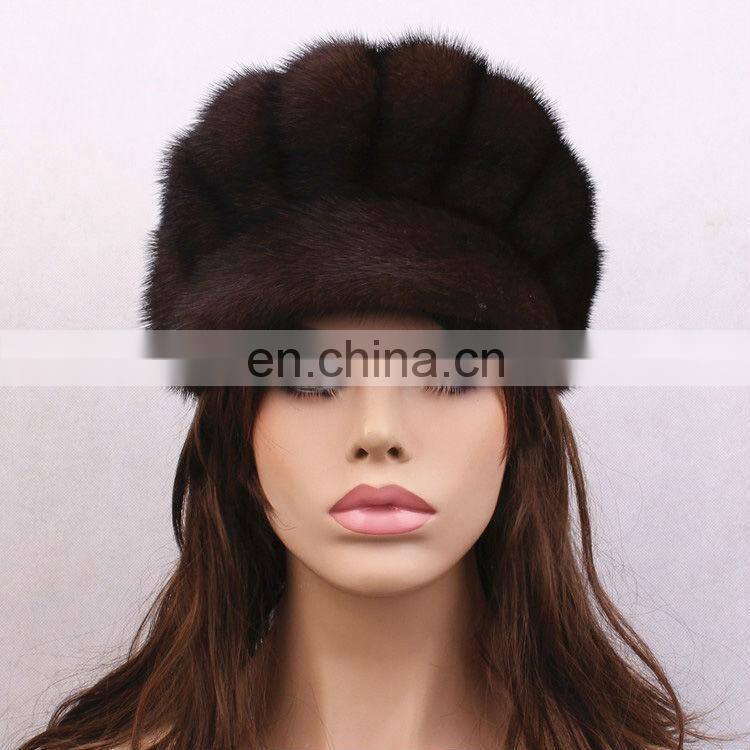 Genuine hot fashion black mink fur hat