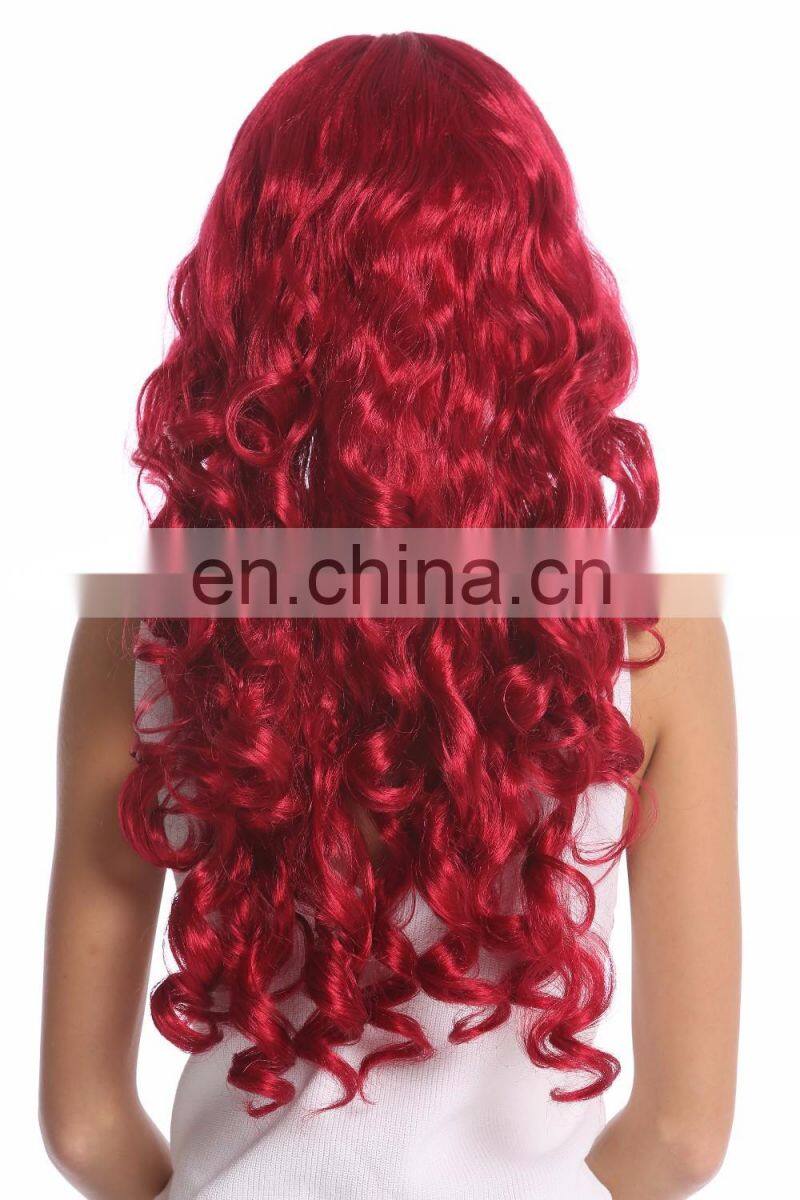 Carnival red curl long party wigs P-W203