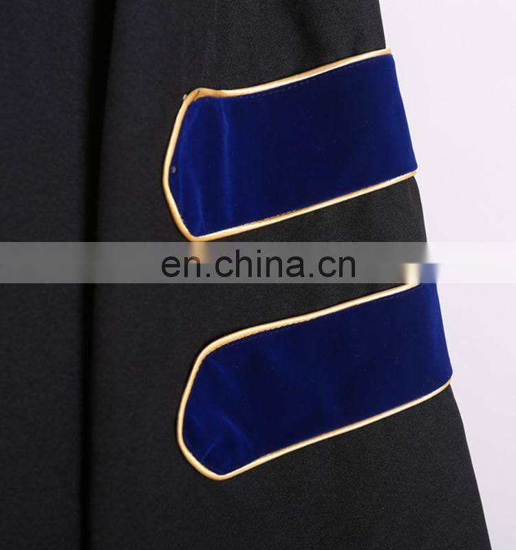 Deluxe Doctoral Graduation Gown With Blue Velvet
